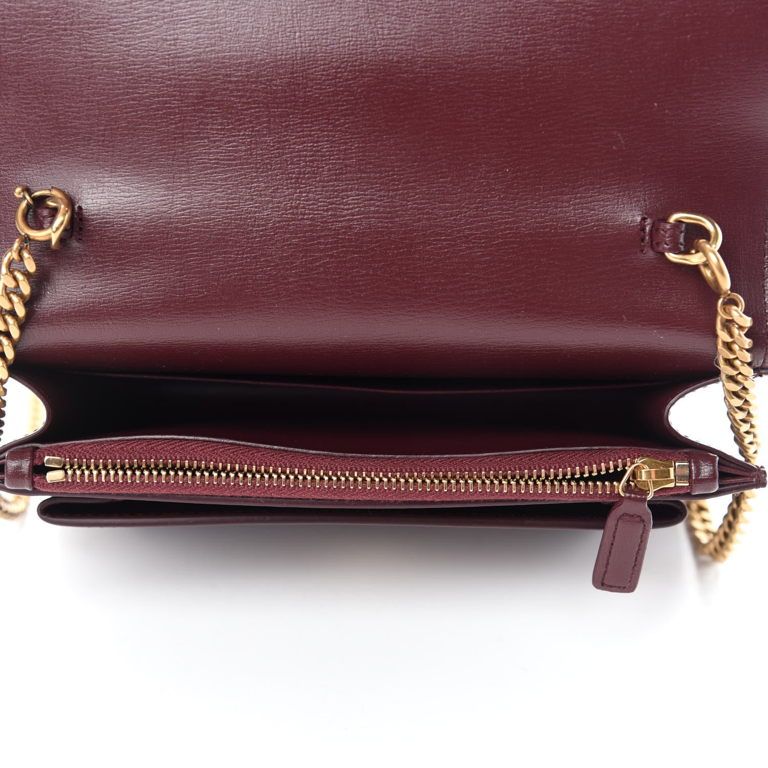 Saint Laurent Calfskin Monogram Sunset Chain Wallet New Red 5 of 10