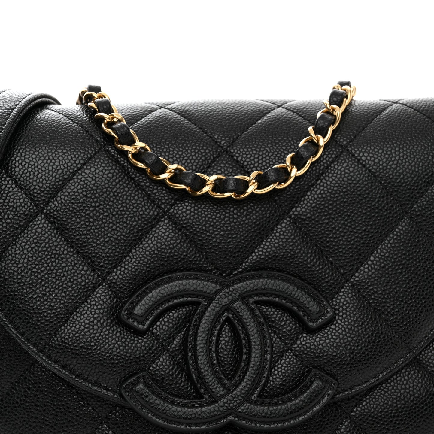Caviar Quilted Small Messenger Flap Black