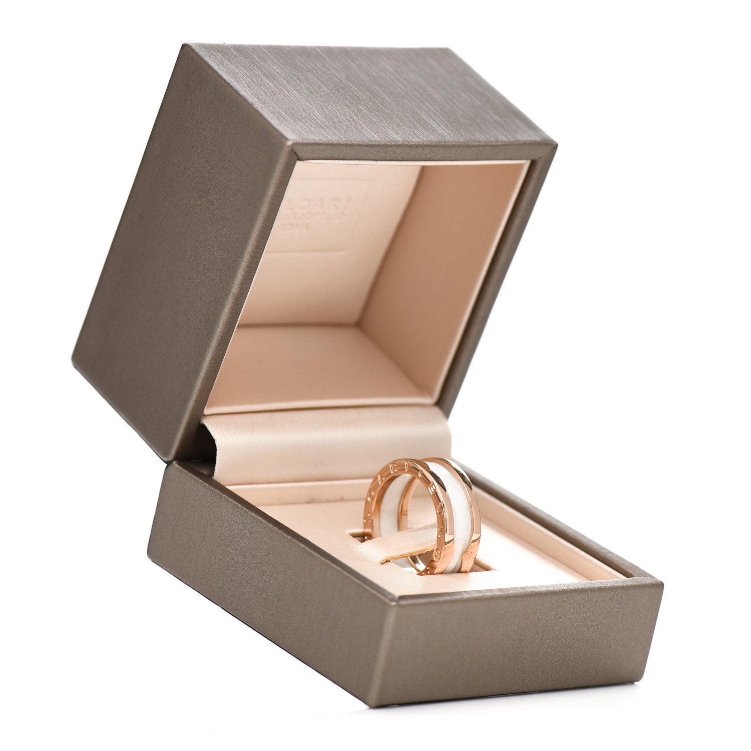 Bulgari 18K Rose Gold White Ceramic B.Zero1 Two-Band Ring 54 6.75 6 of 6