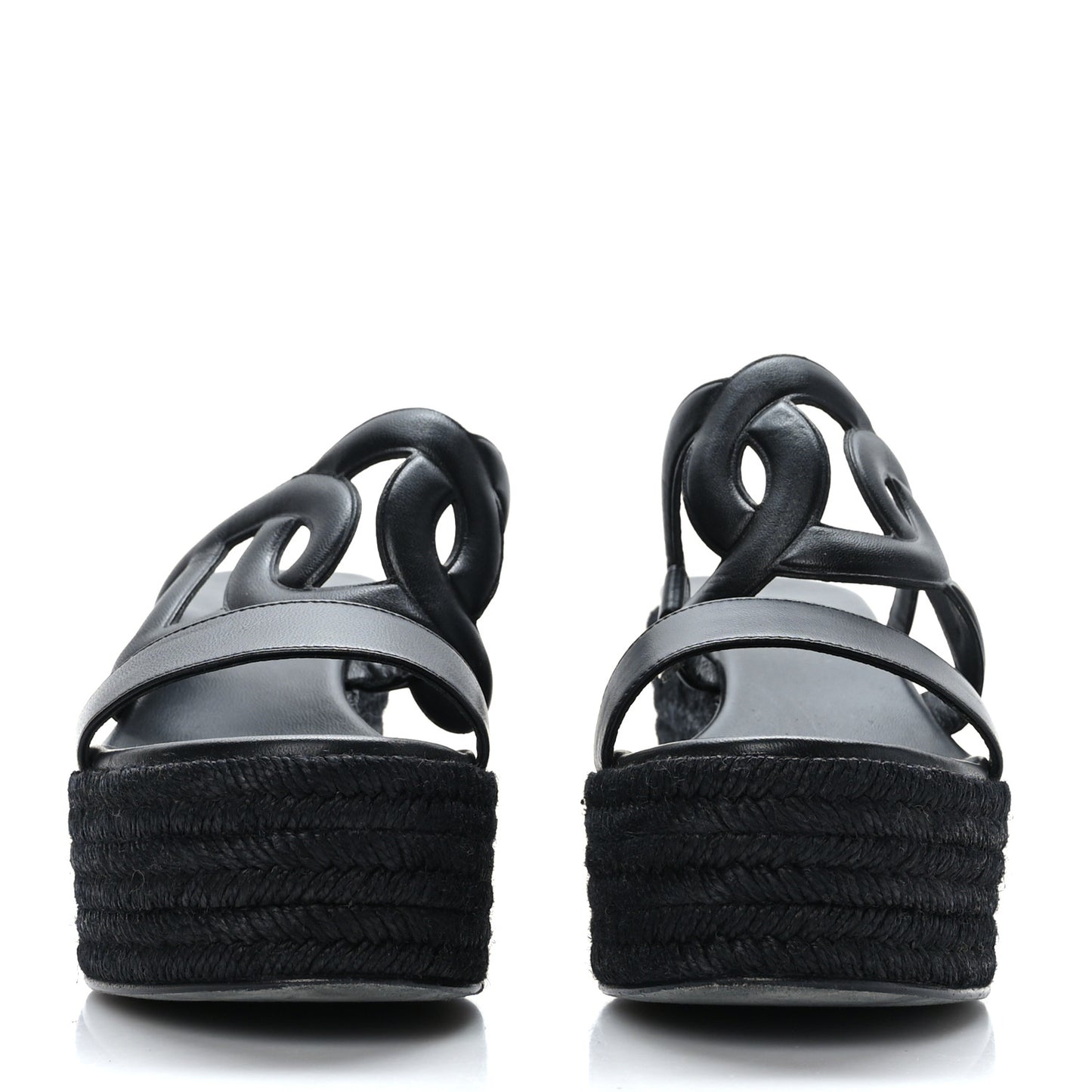 Nappa Ithea Espadrille Wedge Sandals 39 Black