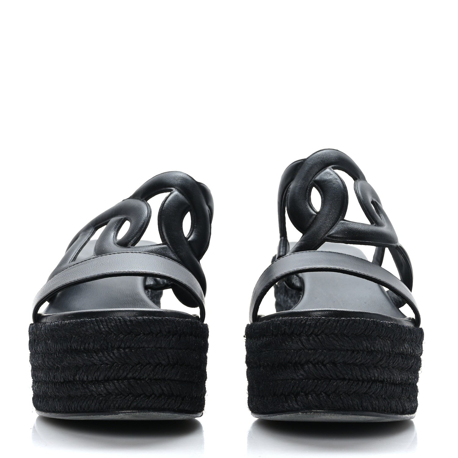 Hermes Nappa Ithea Espadrille Wedge Sandals 39 Black 2 of 8
