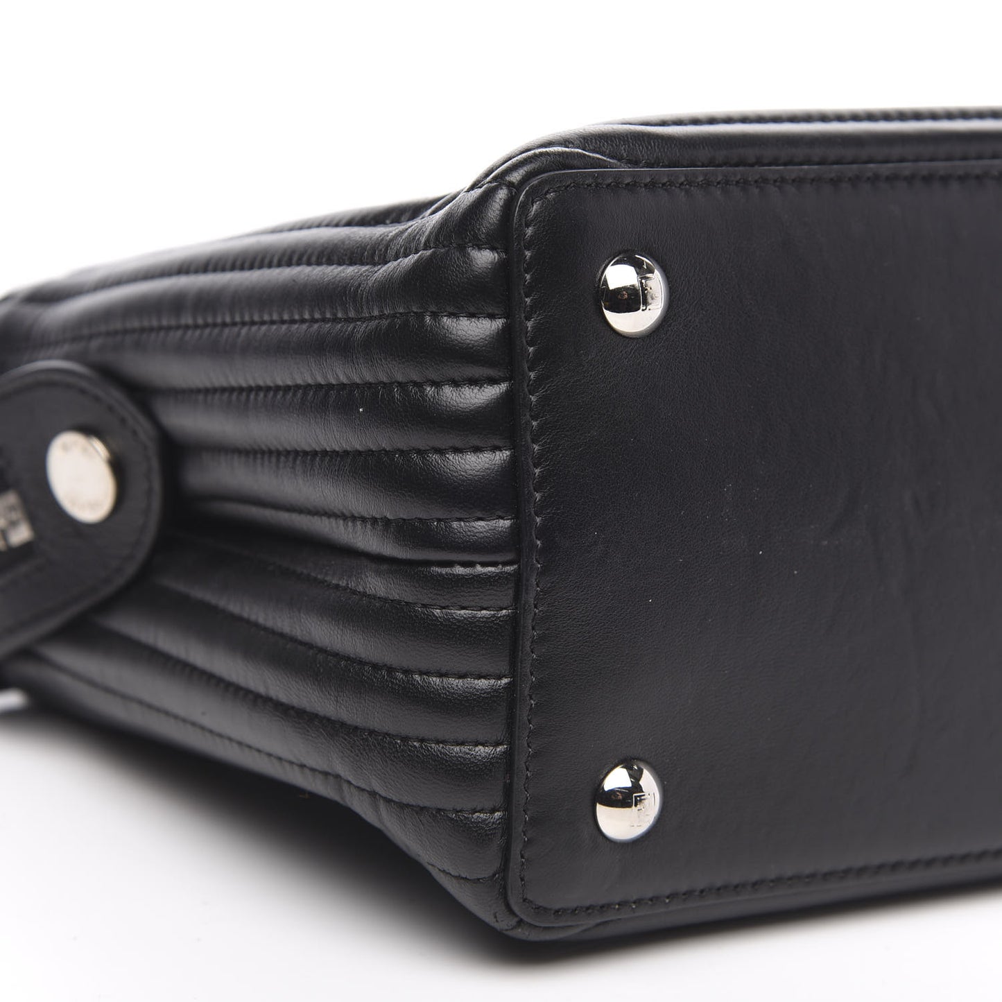 Shiny Nappa Trapuntata Small DotCom Click Chain Satchel Black