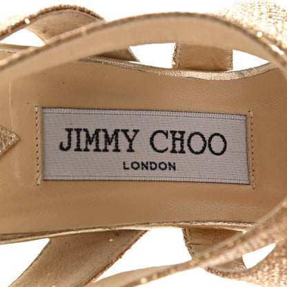 Jimmy Choo Glitter Vamp Platform Sandals 37 Gold 7 of 16