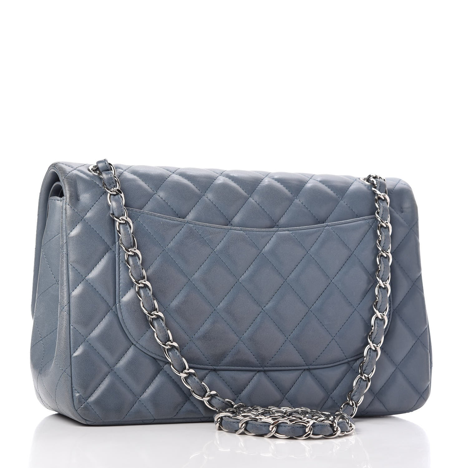 Chanel Lambskin Quilted Jumbo Double Flap Light Blue 3 of 10