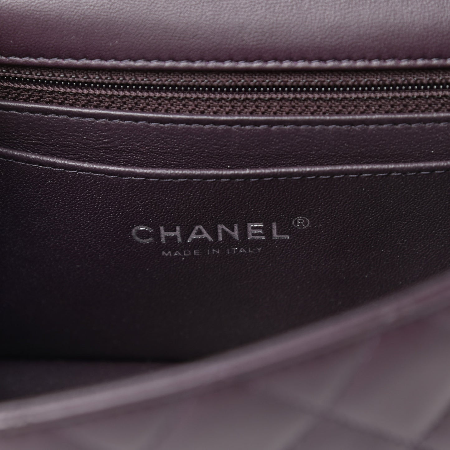 Lambskin Quilted Mini Rectangular Flap Dark Purple