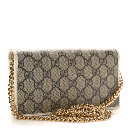 Gucci GG Supreme Monogram Azalea Calfskin Horsebit 1955 Wallet On Chain Beige Ebony Mystic White 3 of 8