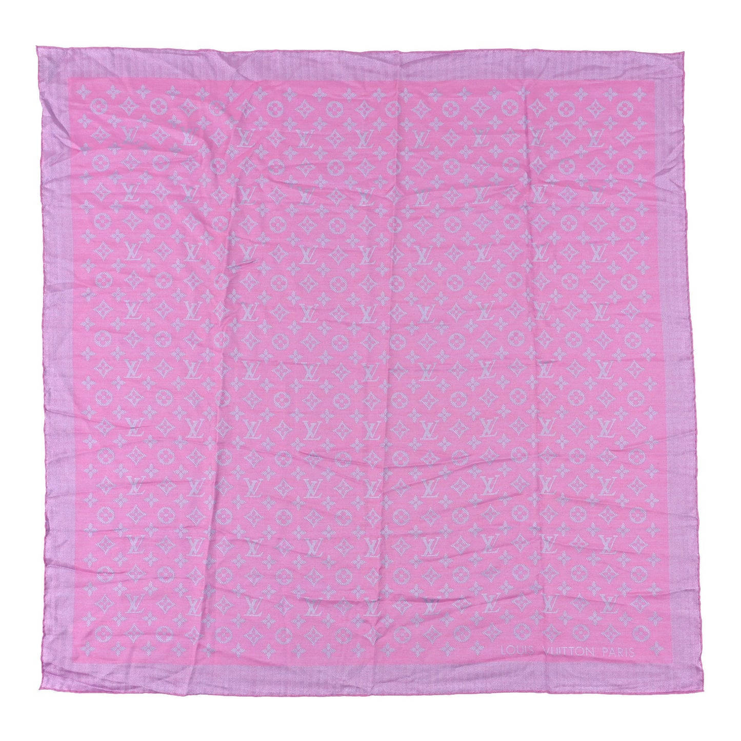 Silk Cashmere Monogram My Everything Shawl Blue Pink