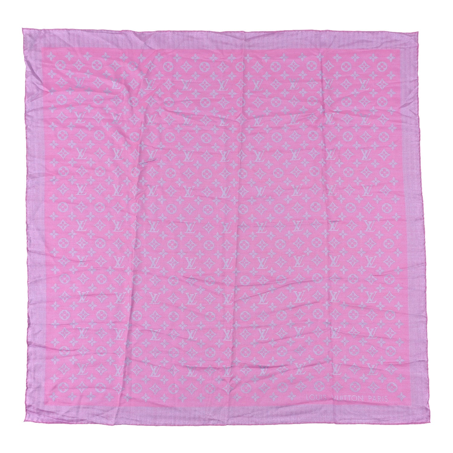 Louis Vuitton Silk Cashmere Monogram My Everything Shawl Blue Pink 1 of 3