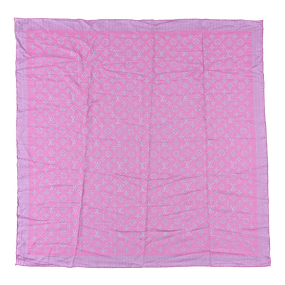 Louis Vuitton Silk Cashmere Monogram My Everything Shawl Blue Pink 1 of 3
