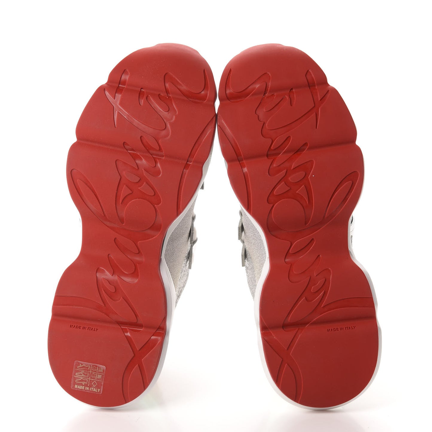 Glitter Sunset Red Runner Flat Sneakers 40.5 Silver