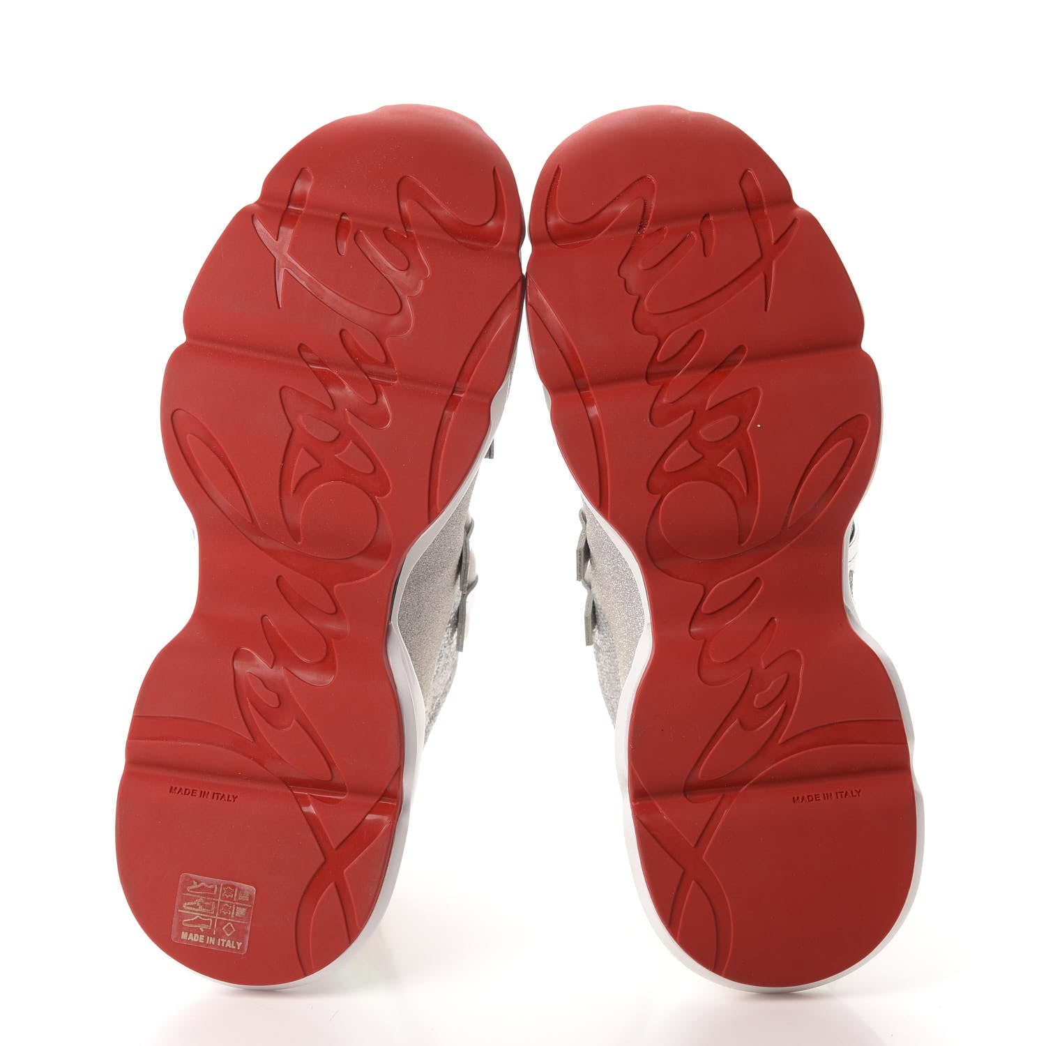 Christian Louboutin Glitter Sunset Red Runner Flat Sneakers 40.5 Silver 7 of 9
