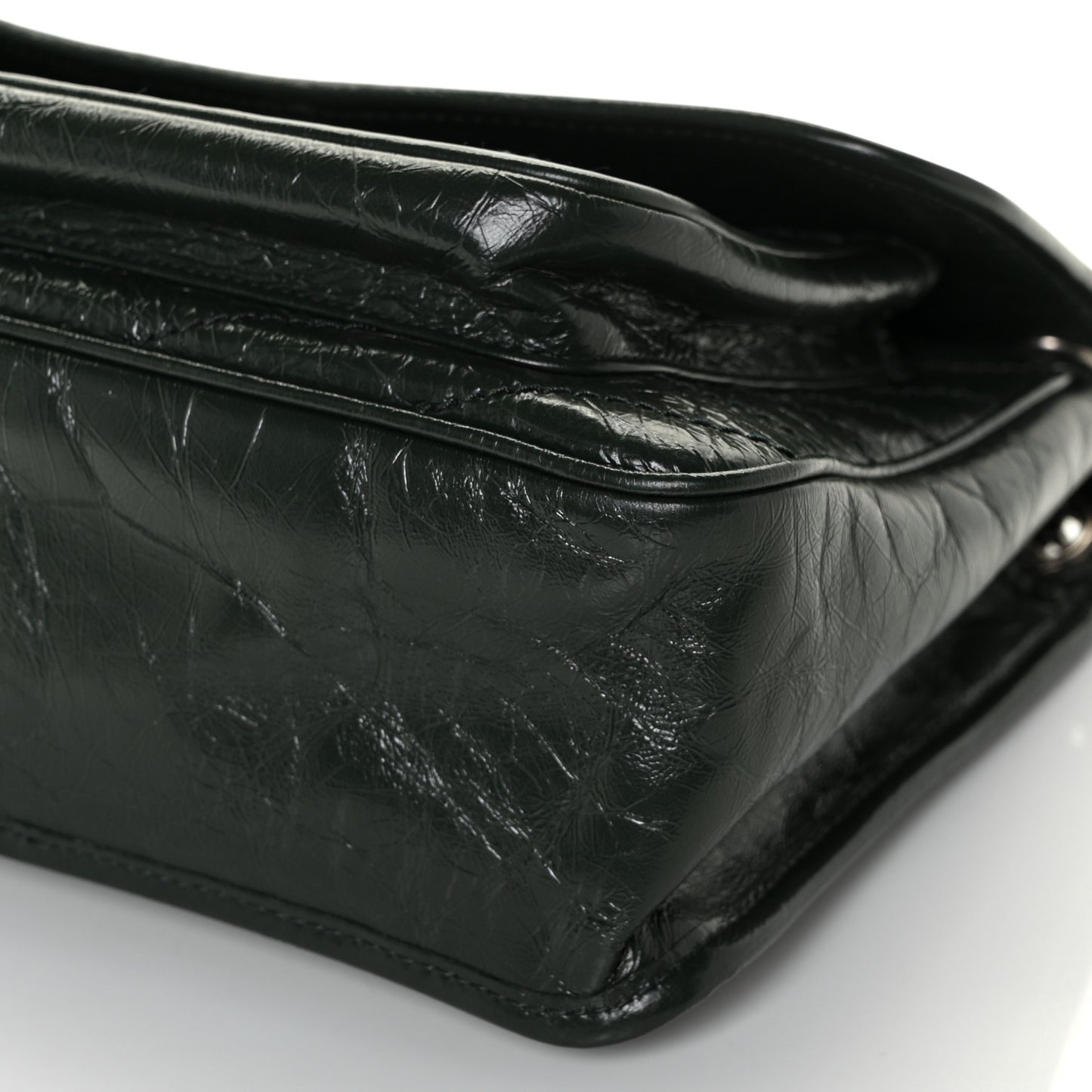 Crinkled Calfskin Matelasse Monogram Medium Niki Chain Satchel Dark Green