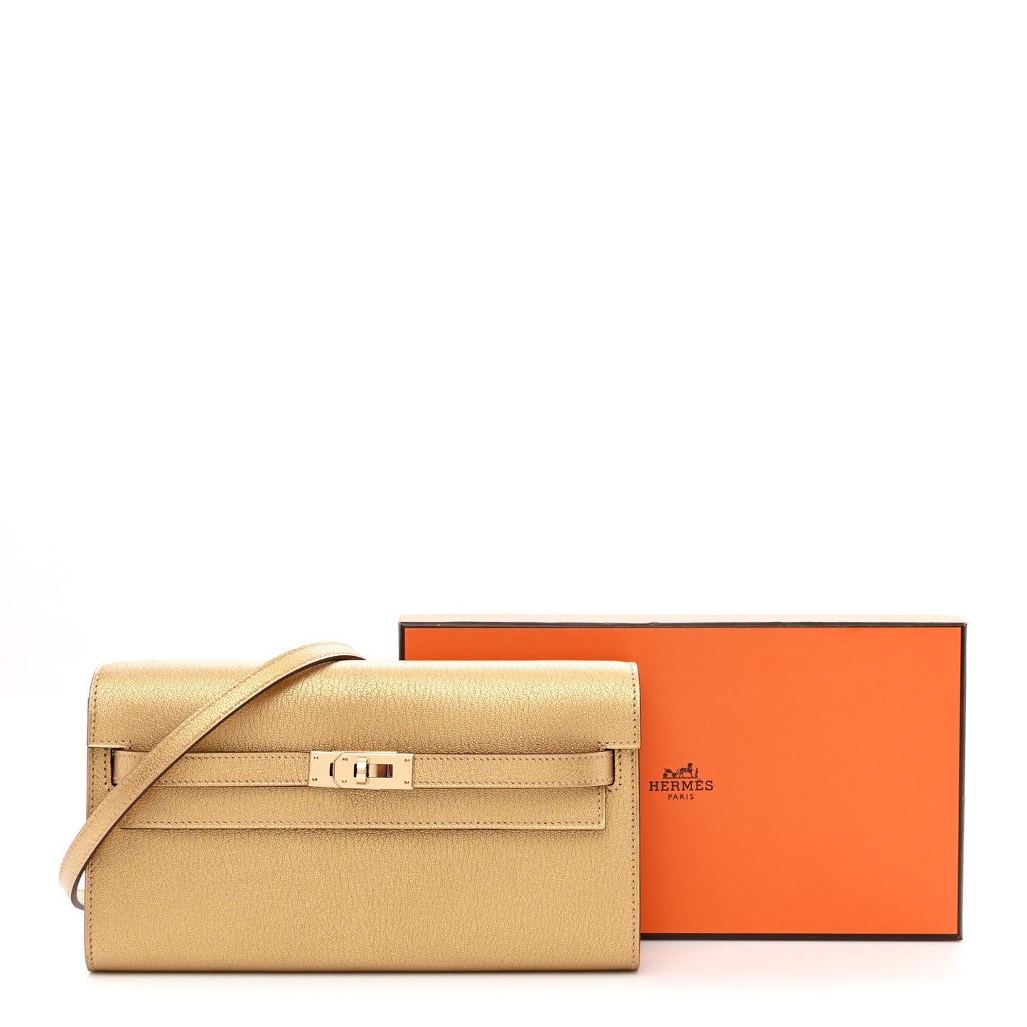 Metallic Chevre Chamkilight Kelly Wallet To Go Dore