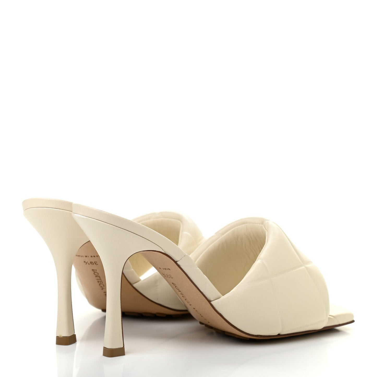 Nappa Quilted Rubber Lido Mule Sandals 39 Sea Salt