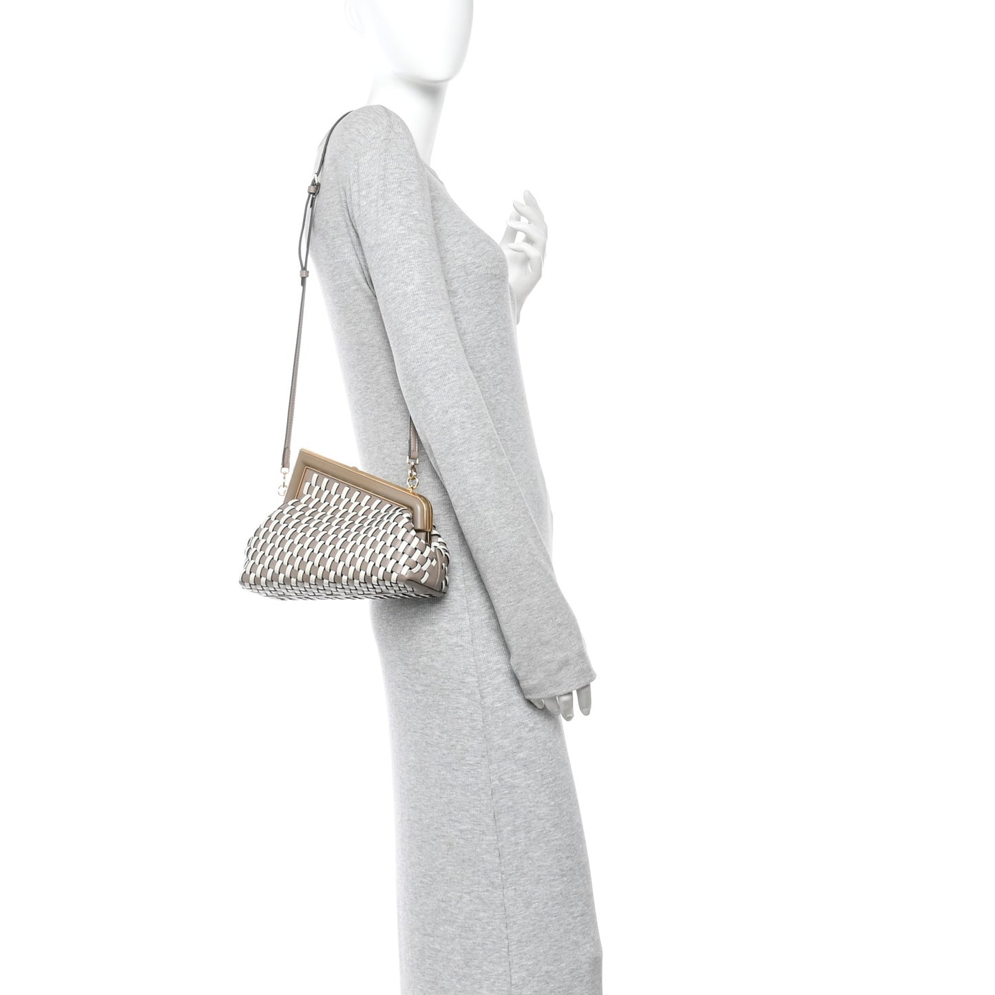 Vitello Grace Intreccio Nappa Small Fendi First Tortora White Rice