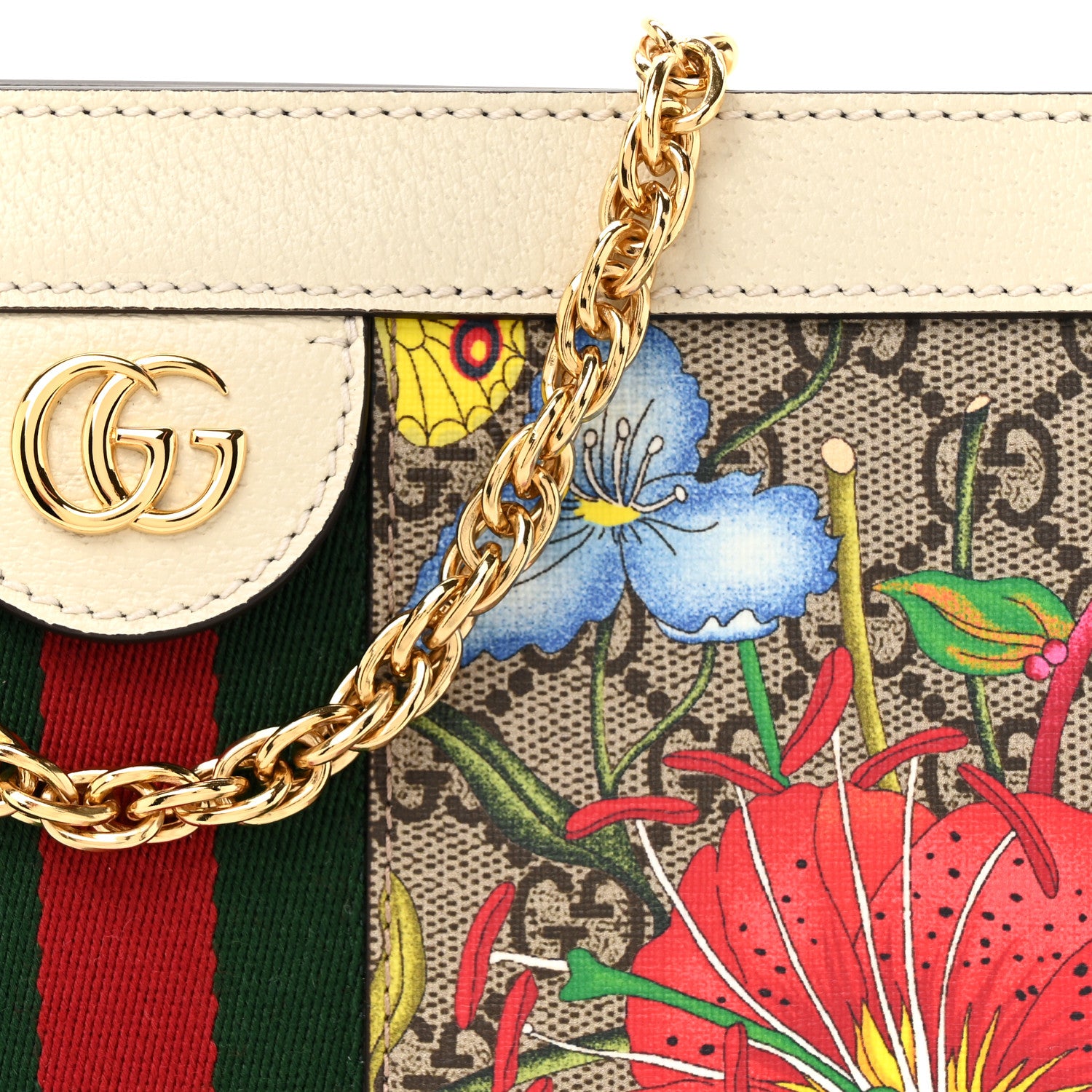 Gucci GG Supreme Monogram Flora Web Small Ophidia Chain Shoulder
