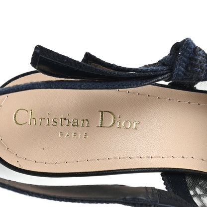 Christian Dior Lace Ribbon Rose Embroidered J'Adior Slingback 65mm Pumps 39 Navy 8 of 9