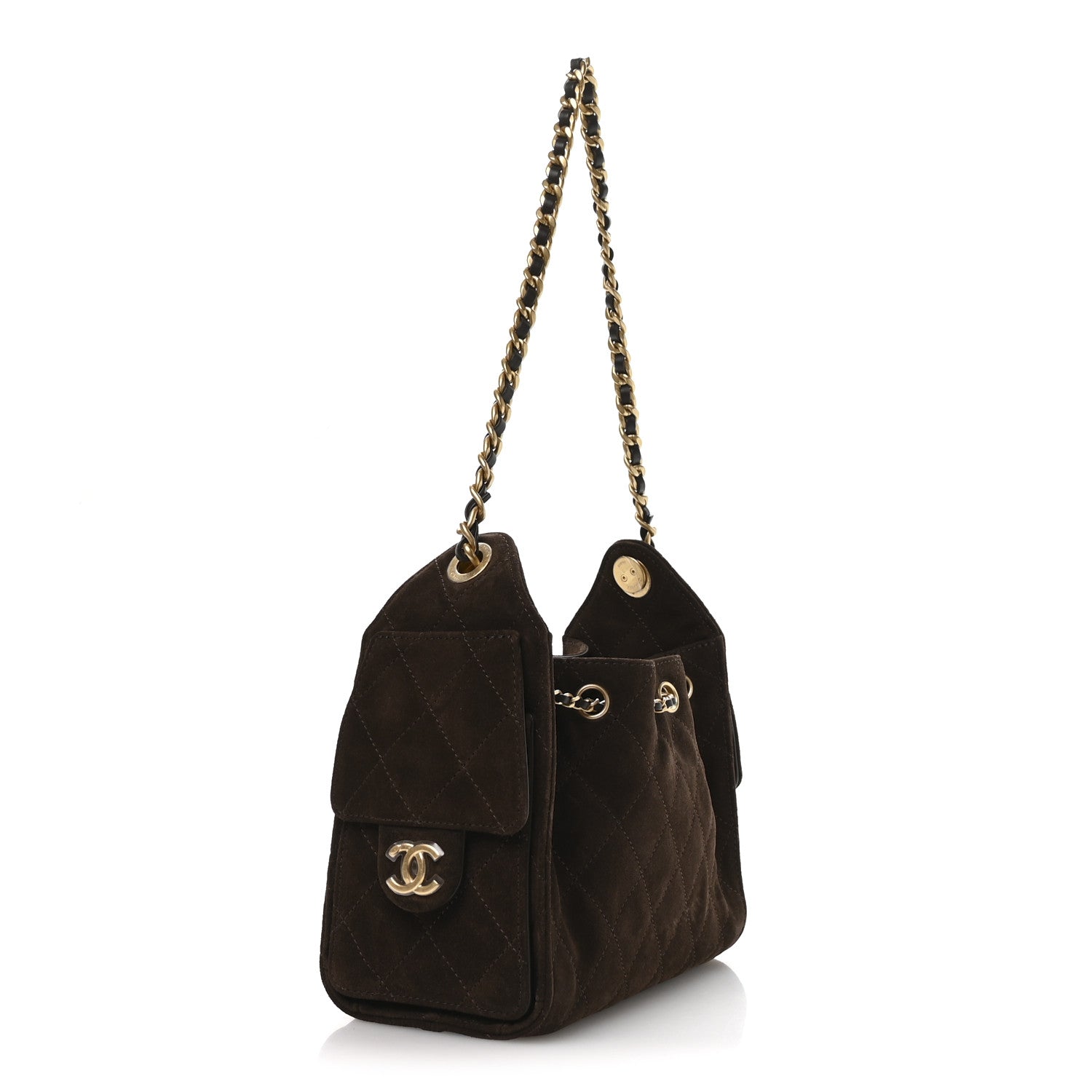 Chanel Suede Quilted Mini Chanel 25 Handbag Dark Brown 4 of 21