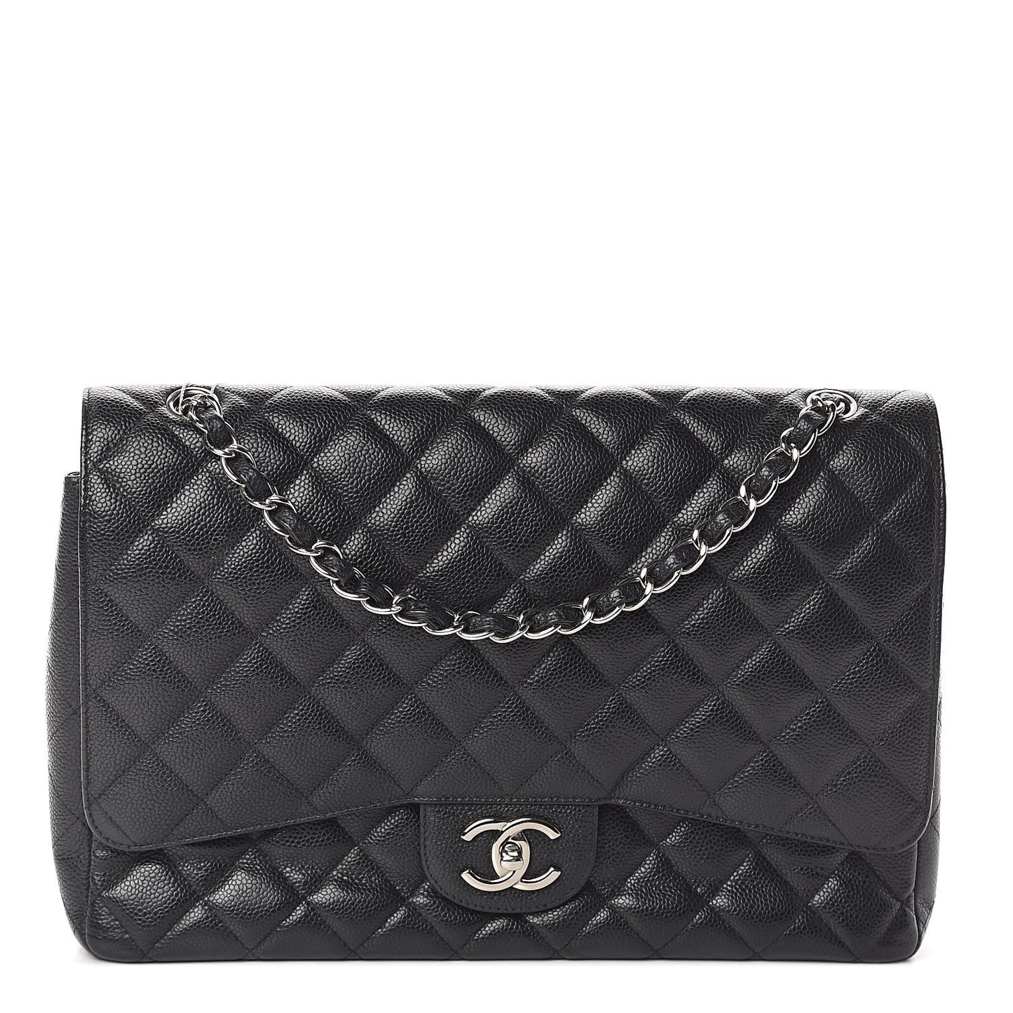 Caviar Quilted Maxi Double Flap Black