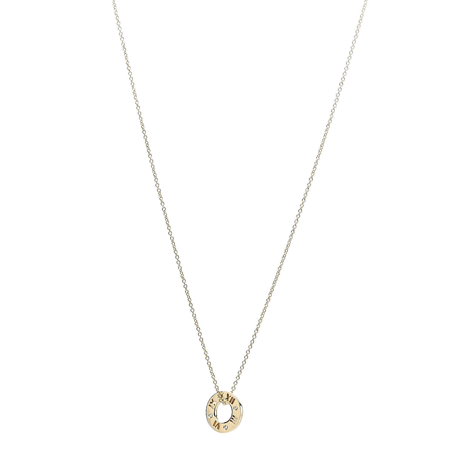 Tiffany 18K Yellow Gold Diamond Atlas Pierced Pendant Necklace 1 of 9