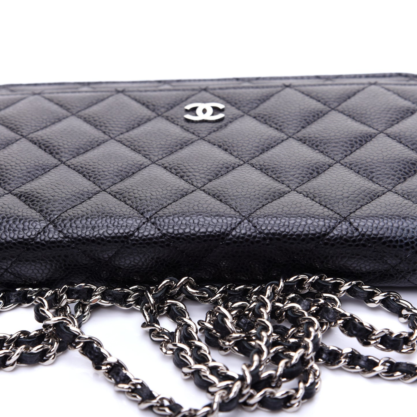 Caviar Quilted Wallet On Chain WOC Black
