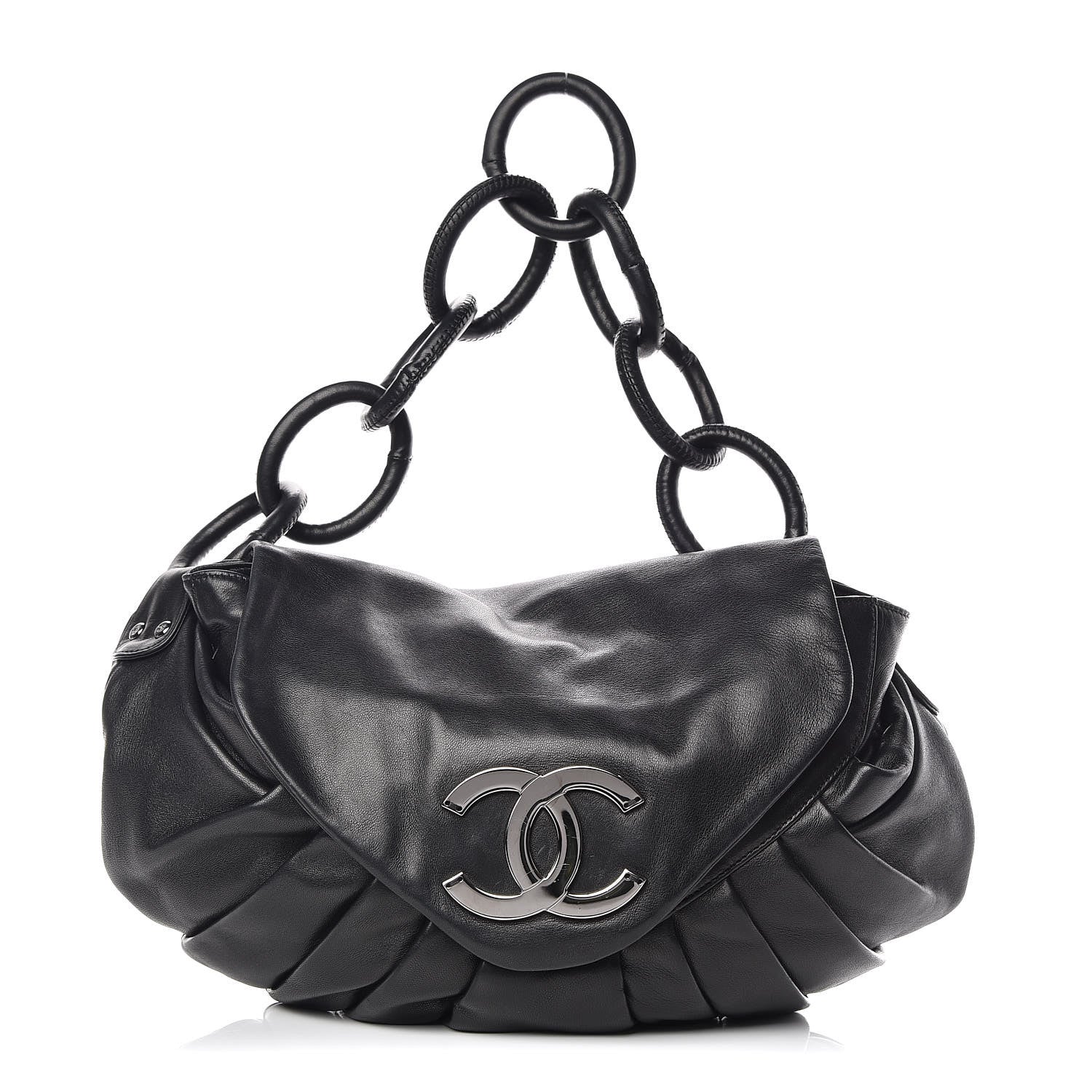Chanel Lambskin Pleated CC Shoulder Bag Black 1 of 10