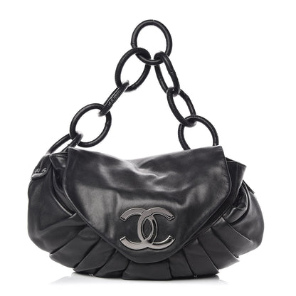Chanel Lambskin Pleated CC Shoulder Bag Black 1 of 10