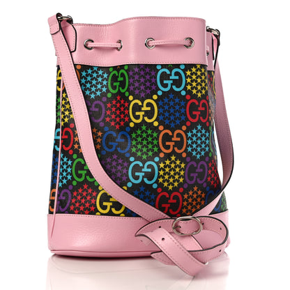 Gucci GG Supreme Monogram Psychedelic Bucket Bag Black Multicolor Sugar Pink 3 of 11