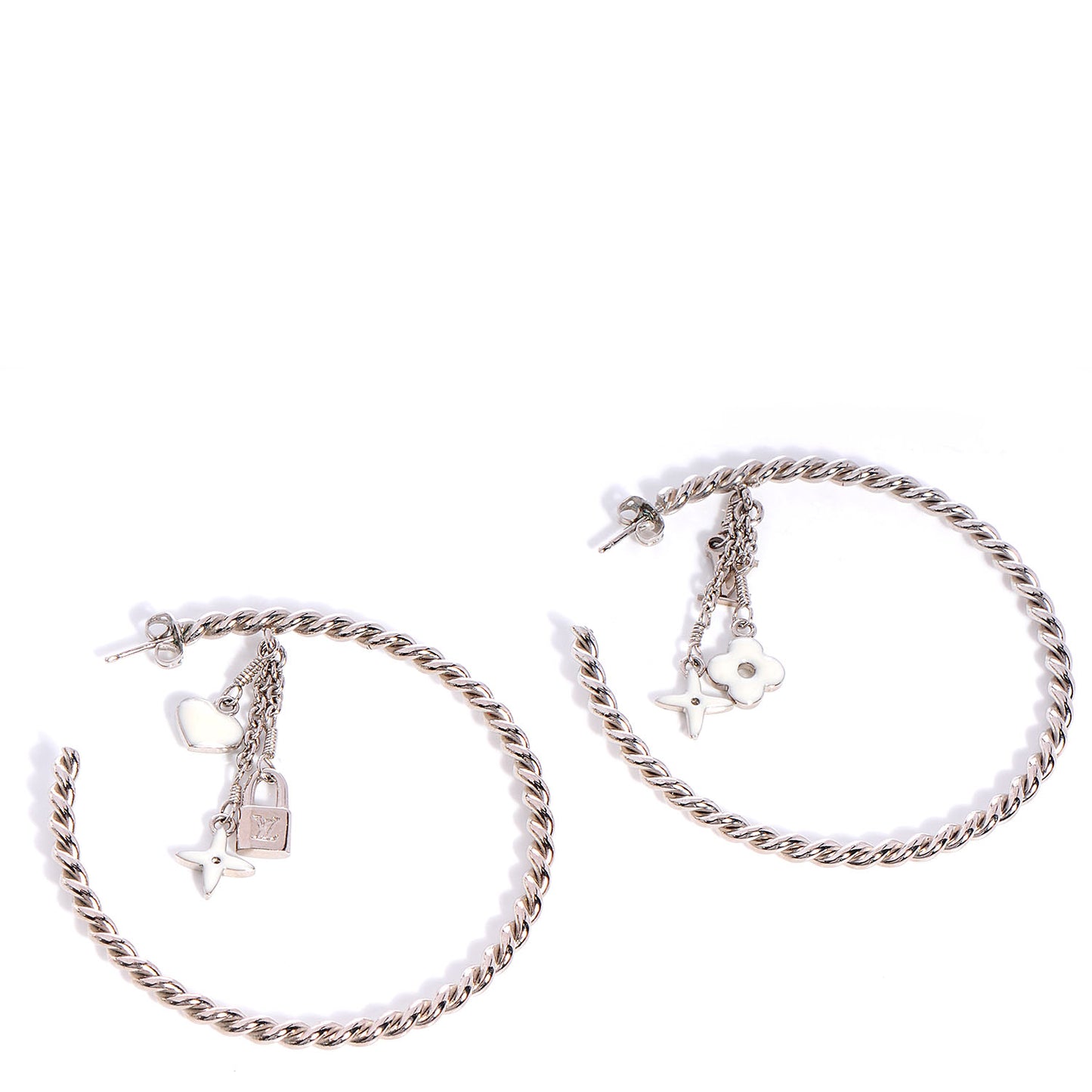 Sweet Monogram Creole Hoop Earrings White
