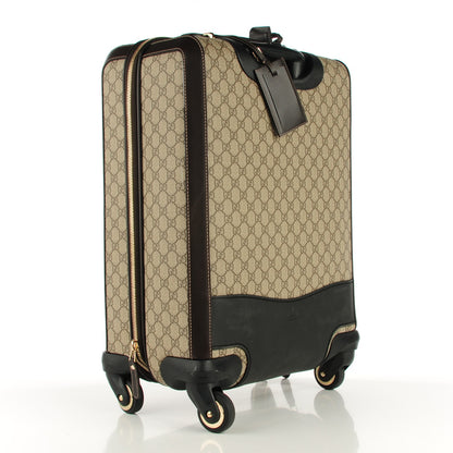 Gucci GG Supreme Monogram Selleria Calfskin Four Wheel Carry On Suitcase Beige Ebony Cocoa 4 of 10