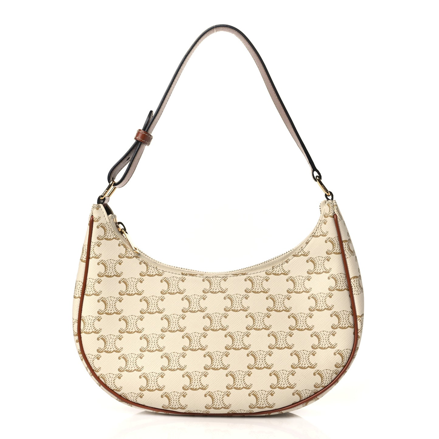 Canvas Calfskin Ava Triomphe Shoulder Bag White