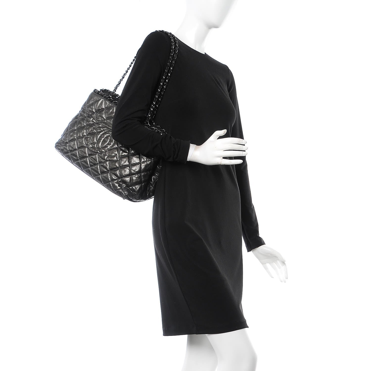 Chanel Calfskin Quilted Small Chain Me Tote Dark Grey 2 of 9