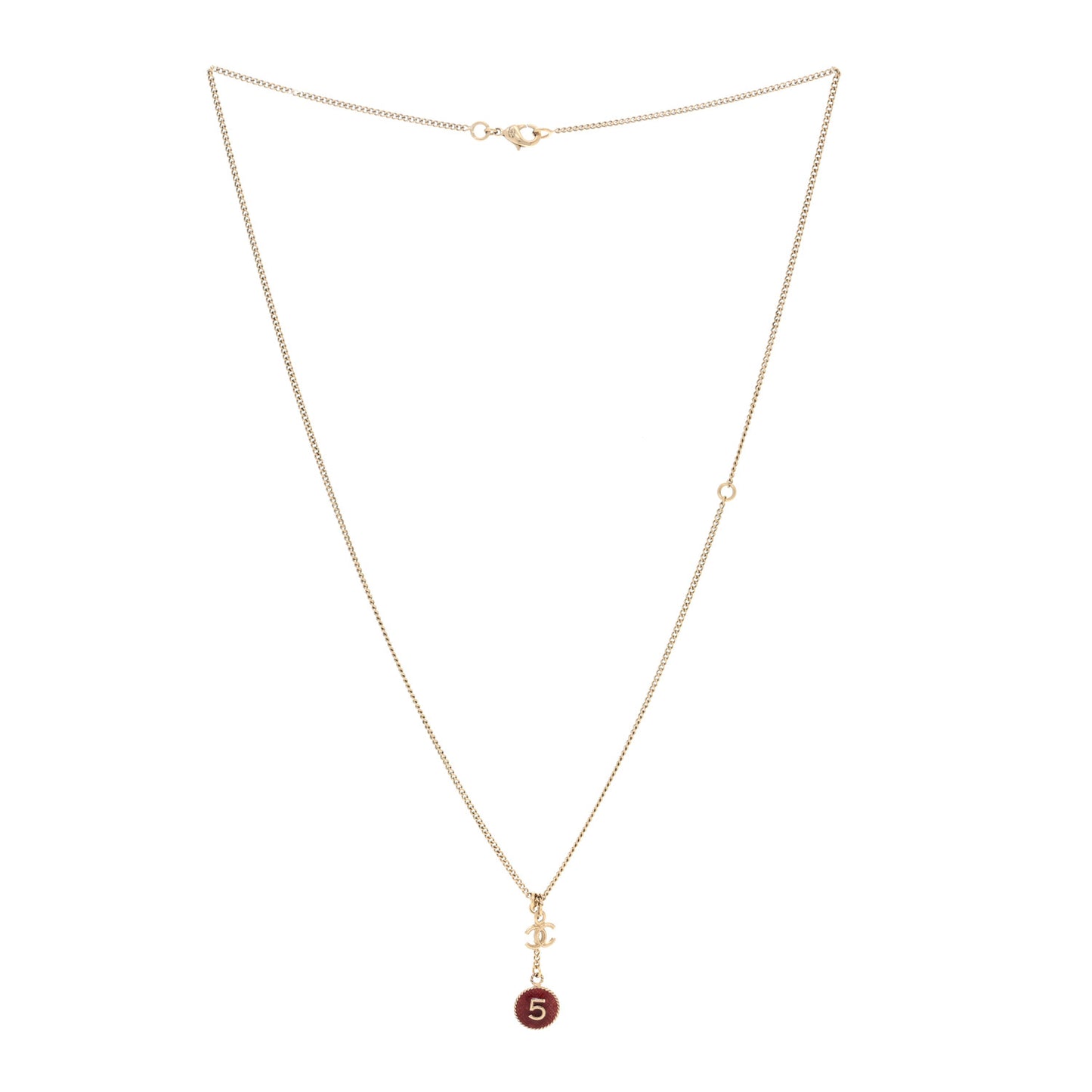 Metal No 5 CC Necklace Gold Red