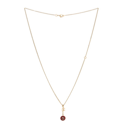Chanel Metal No 5 CC Necklace Gold Red 2 of 4