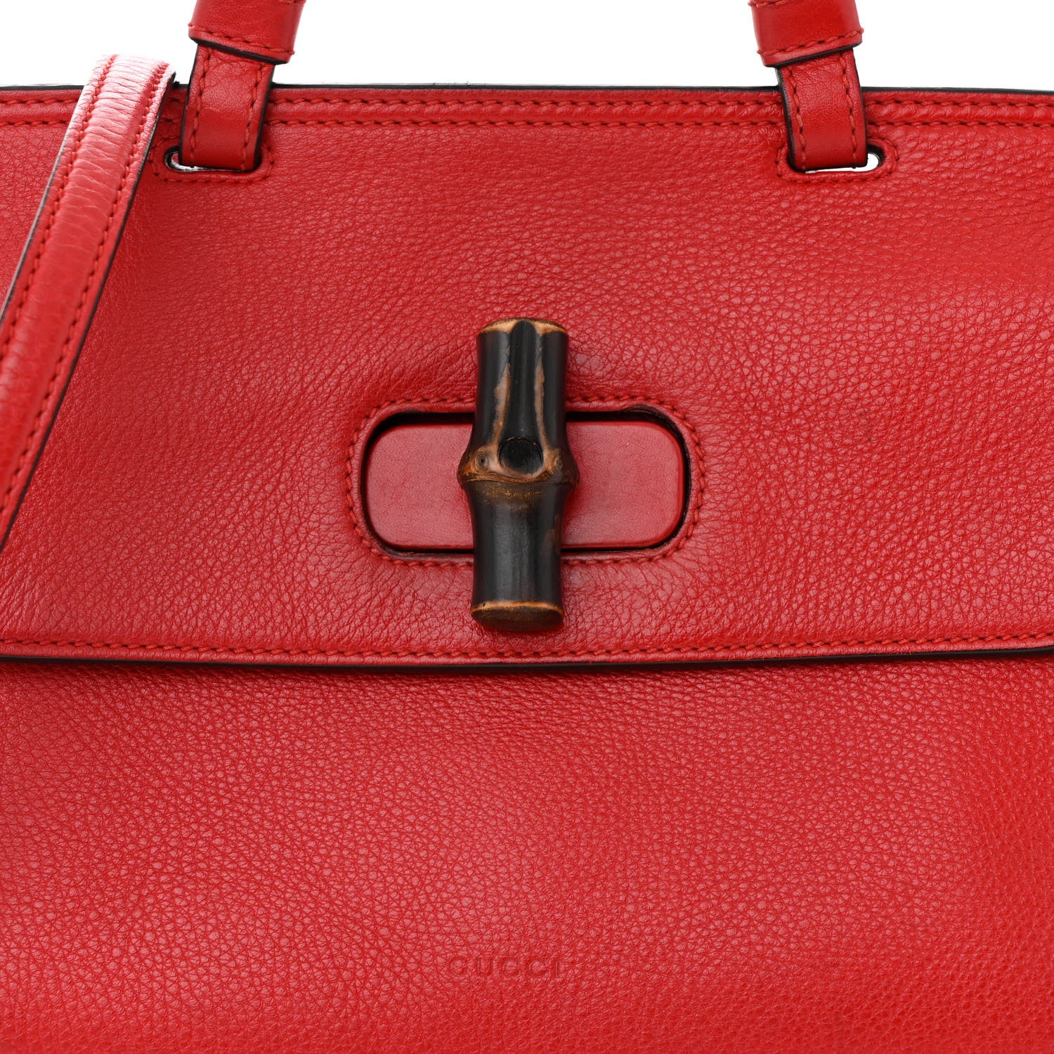 Gucci Cellarius Calfskin Small Bamboo Daily Top Handle Bag Hibiscus Red 7 of 9