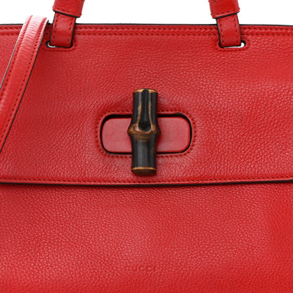 Gucci Cellarius Calfskin Small Bamboo Daily Top Handle Bag Hibiscus Red 7 of 9