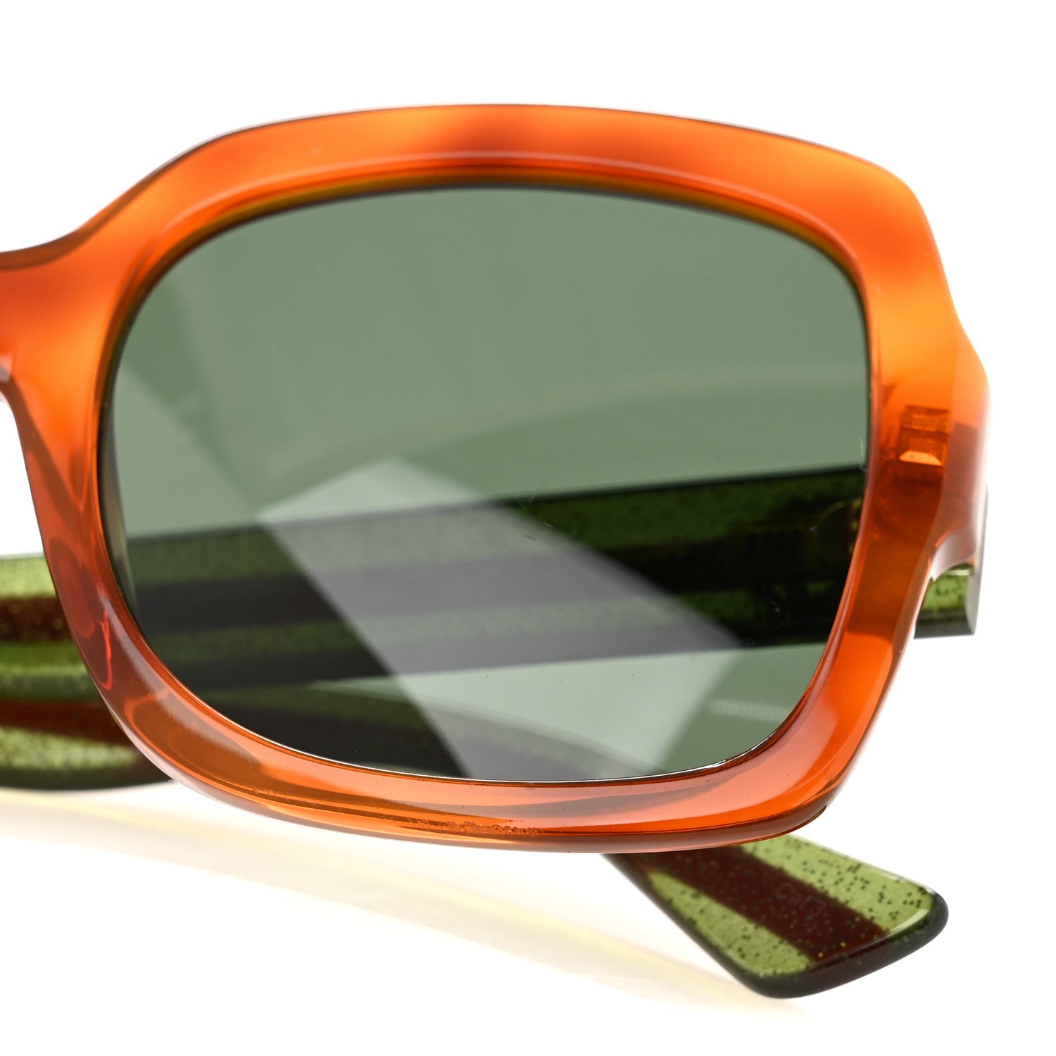 Gucci Acetate Square Frame Web Glitter Sunglasses GG0036S Black Green 8 of 9