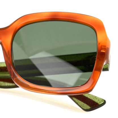 Gucci Acetate Square Frame Web Glitter Sunglasses GG0036S Black Green 8 of 9