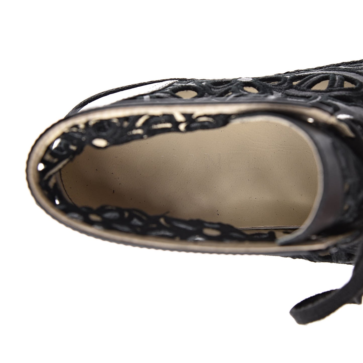 Patent Grained Goatskin Hollow Out Flower Sneakers 40.5 Black