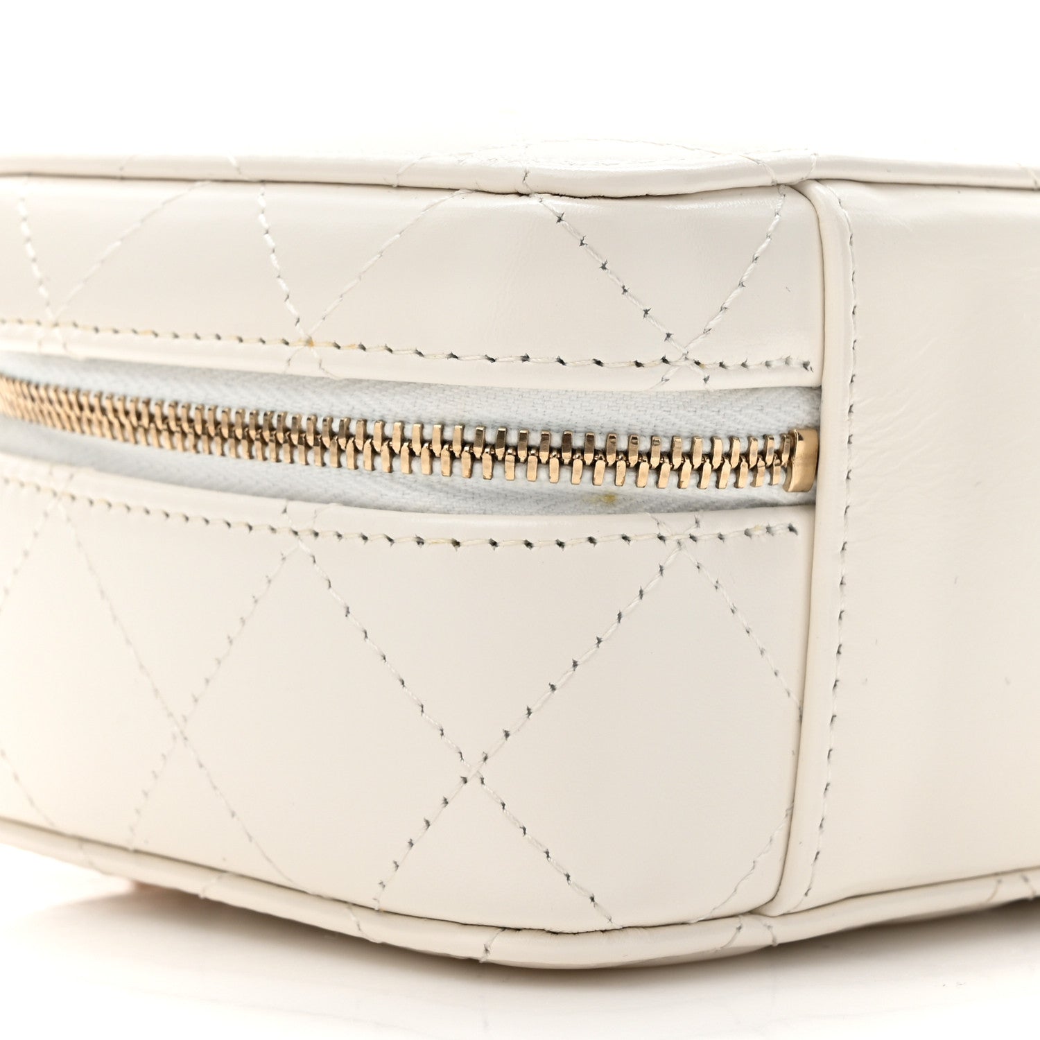 Chanel Shiny Calfskin Quilted Small Top Handle Vanity Case With Chain White 10 of 12