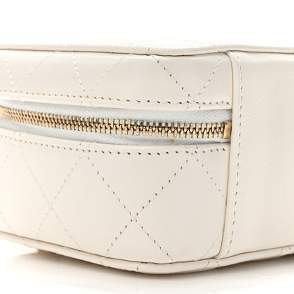 Chanel Shiny Calfskin Quilted Small Top Handle Vanity Case With Chain White 10 of 12