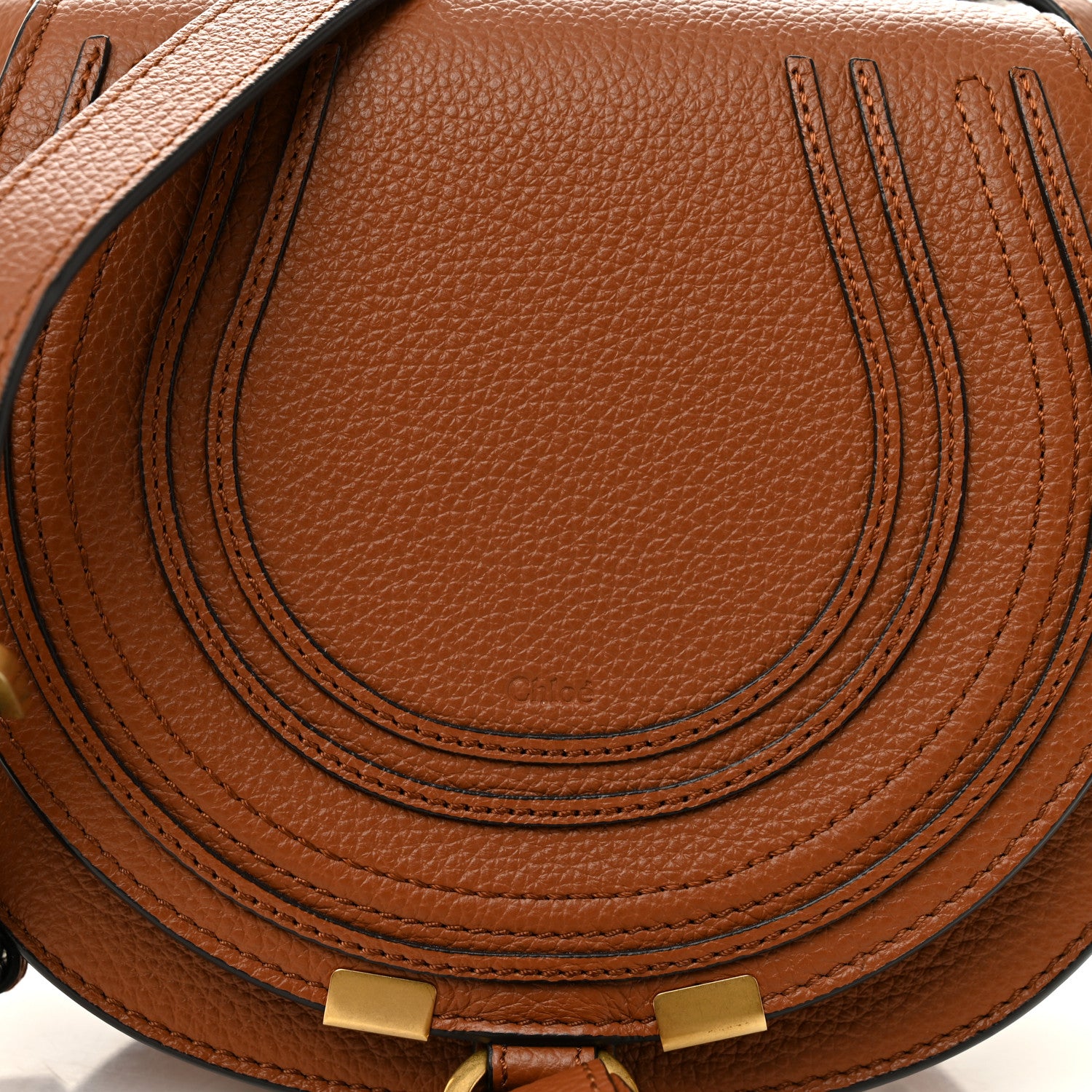 Chloe Calfskin Mini Marcie Round Crossbody Bag Tan 8 of 10