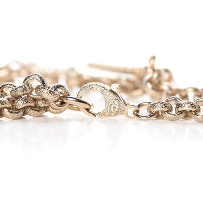 Chanel Metal Crystal Cha-Nel Logo Necklace Gold 4 of 5