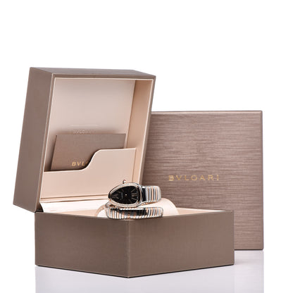Bulgari Stainless Steel 18K Rose Gold Diamond Bezel 35mm Serpenti Tubogas Quartz Watch Black 6 of 6
