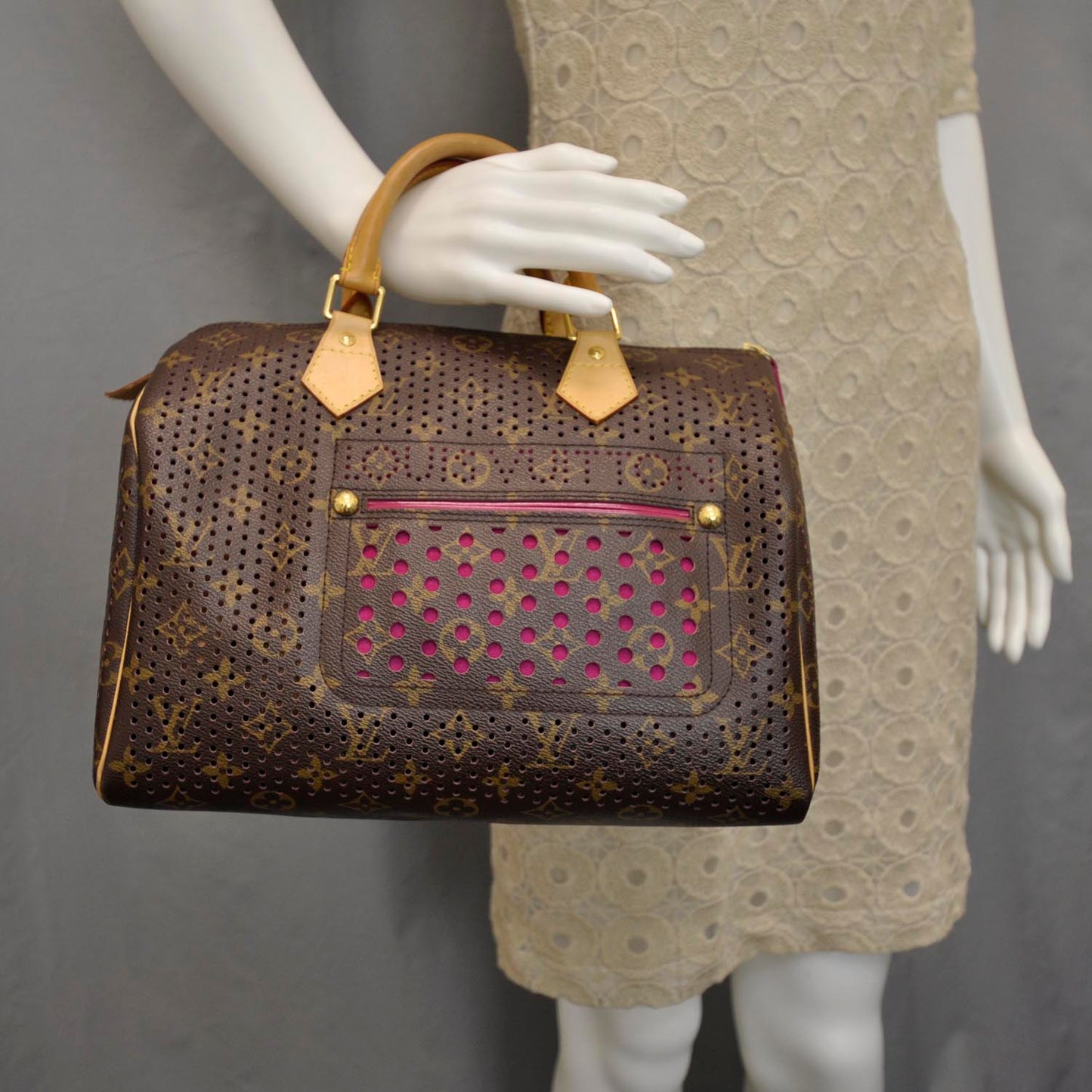 Monogram Perforated Speedy 30 Fuchsia