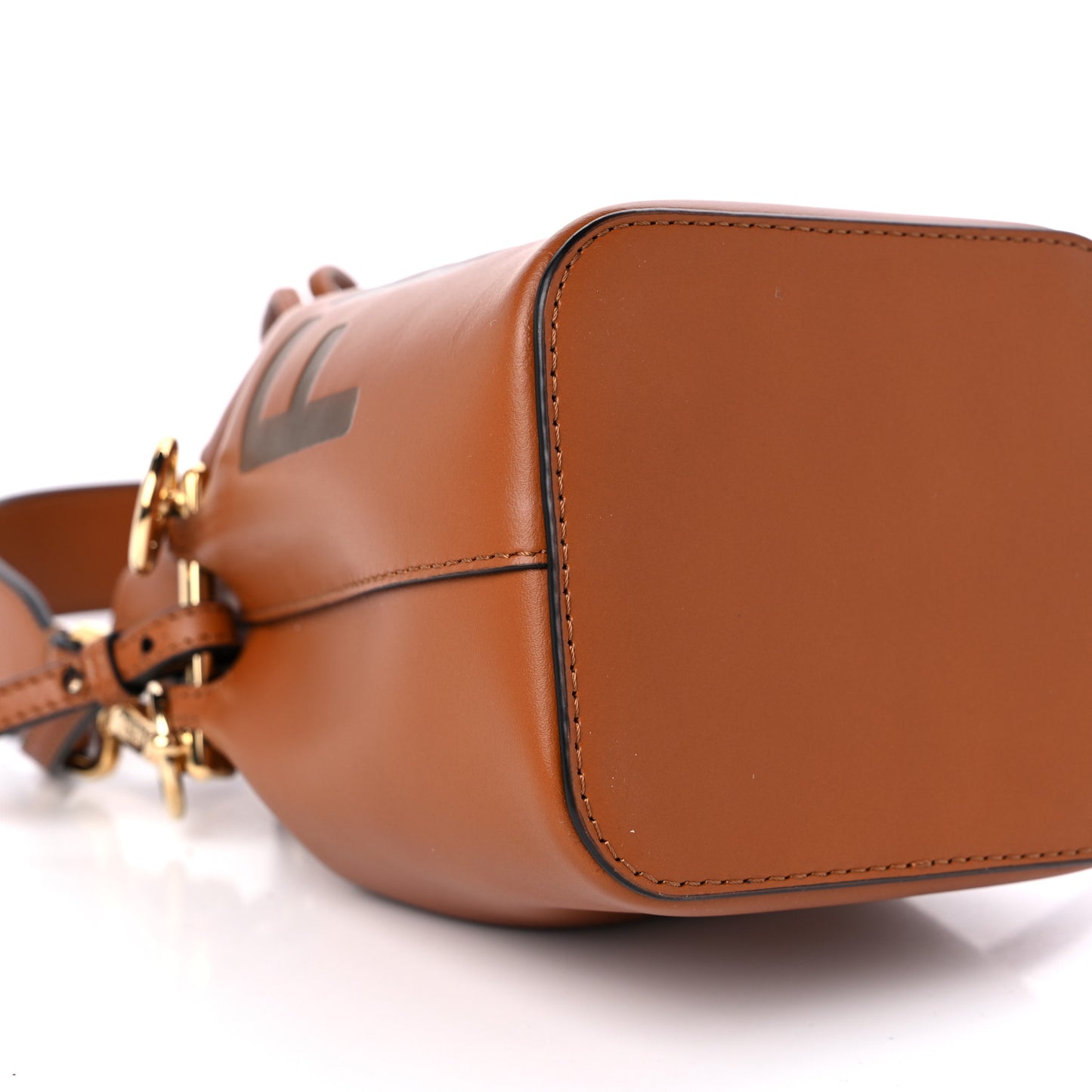 Vitello King F is Fendi Logo Embossed Mini Mon Tresor Bucket Bag Cuoio