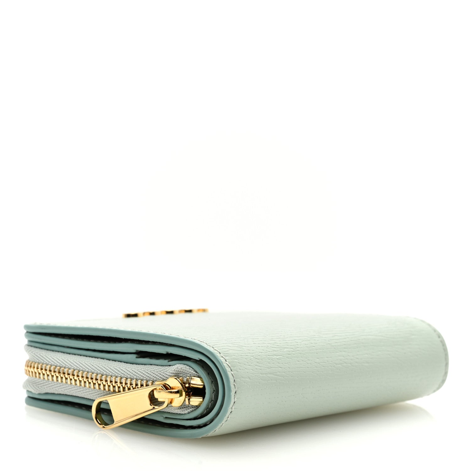 Gucci Textured Calfskin Script Logo Mini Wallet Pale Green 4 of 7