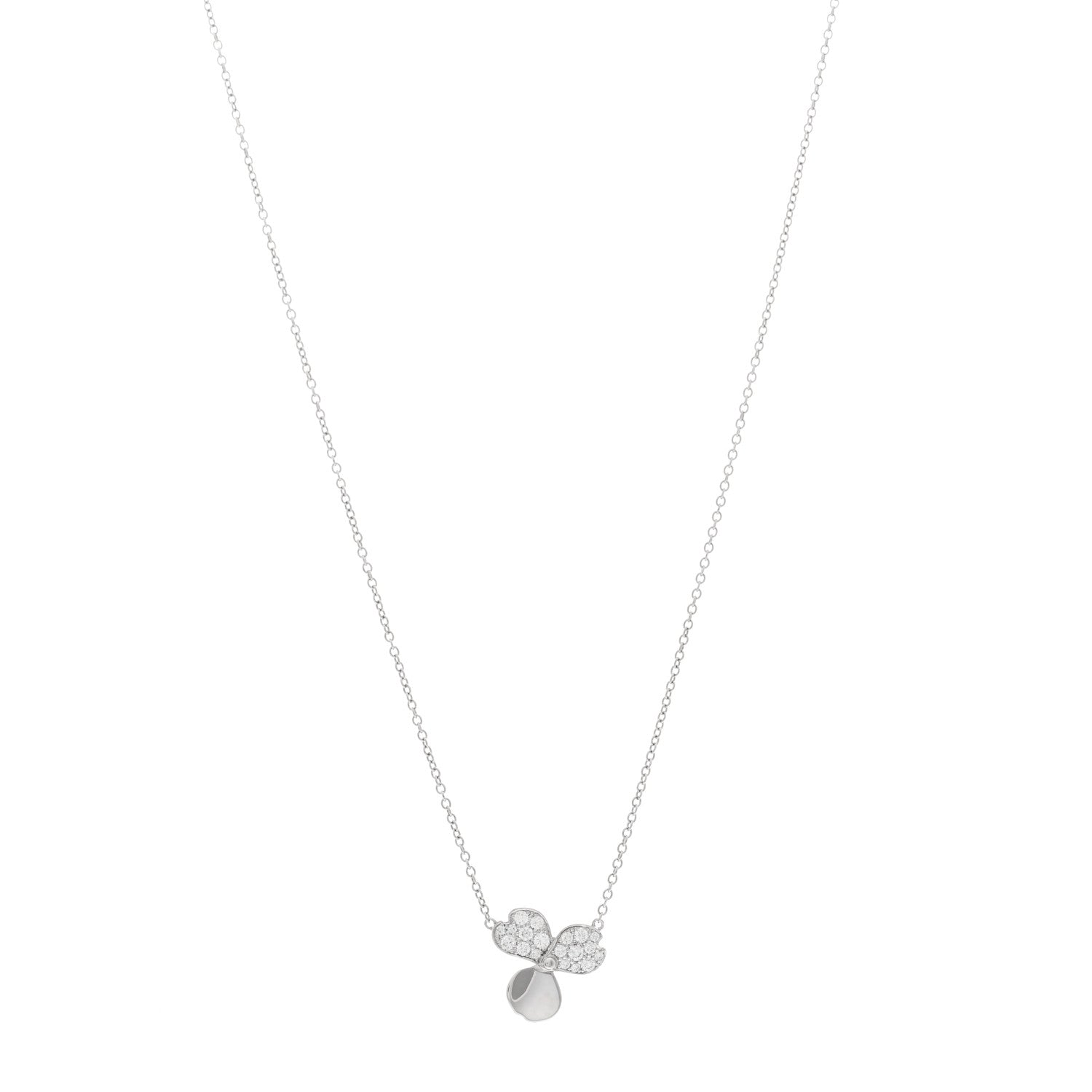 Tiffany Platinum Diamond .17ctw Small Paper Flowers Pendant Necklace 1 of 5