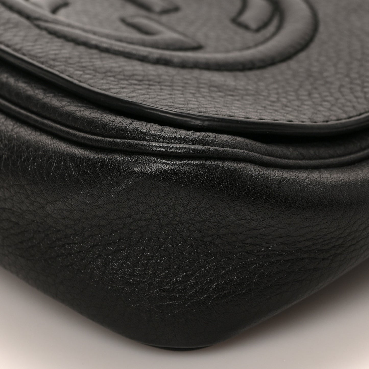 Pebbled Calfskin Small Soho Flap Crossbody Black