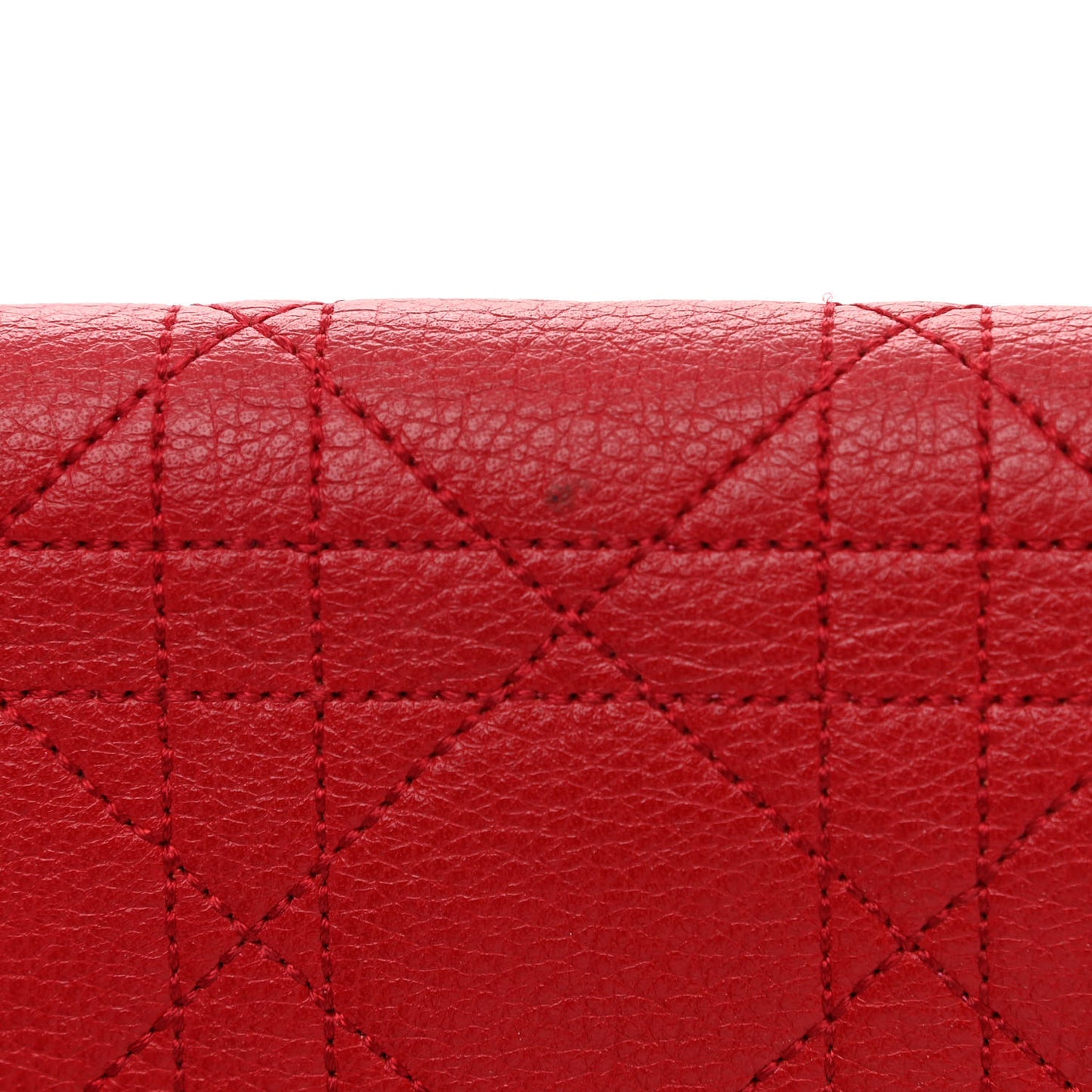 Calfskin Cannage Stitched Medium Diorling Red